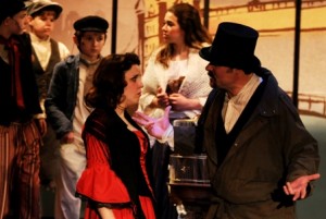 Jeanine Brotherston-Braack and Brian Atkinson as Nancy and Bill Sykes in OLIVER! at Footlighters Theater.