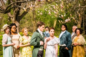 Maryruth Stine, Mahogany Walker, Meredith Beck, Carl Smith, Andrew Parcell, Rebecca Cureton, Joel Guerroro, Zoran Kovcic, Susan Wefel in PRIDE AND PREJUDICE at Hedgerow Theatre.