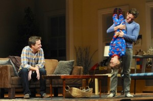 Manoel Felciano, Bobby Steggert and Grayson Taylor in a scene from MOTHERS AND SONS at Bucks County Playhouse. (Photo credit: Mandee Kuenzle)