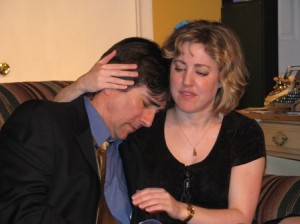 Michael Post, Danielle DiPillo in CHAPTER TWO at Sketch Club Players. (Photo credit: Steve Allen)
