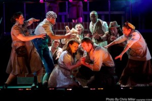 The company of URINETOWN at The Eagle Theatre. (Photo credit: Chris Miller)