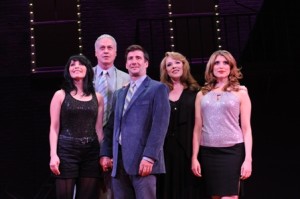 Michelle Aravena, Tom Hewitt, David Josefsberg, Emily Skinner, Janine DiVita in THE WORLD GOES 'ROUND at Bucks County Playhouse. (Photo credit: Mandee Kuenzle)