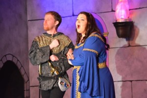 Patrick Flood as Sir Harry, Katherine Lemon as Lady Larken in ONCE UPON A MATTRESS.