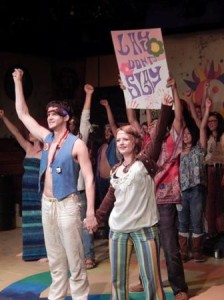 Matthew Mitlas, Roseann Enwright in a scene from HAIR at Playcrafters of Skippack.