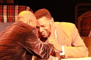 Eric Carter (left),Carlo Campbell (right) in a scene from GoKash Productions' DEATH OF A SALESMAN. (Photo credit: Katie Balun)