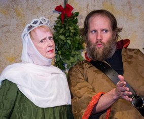 Mike Monroe as King Henry the Second and Loretta Lucy Miller as his wife, Eleanor of Aquitaine in Old Academy Players' THE LION IN WINTER.