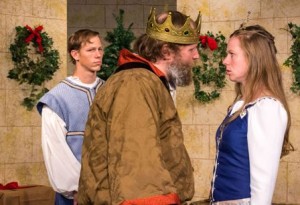 Cory Meccariello, Mike Monroe and Laura Seeley in a scene from THE LION IN WINTER.